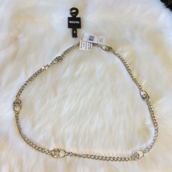 michael kors silver chain belt